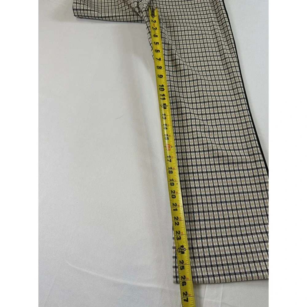 ME+EM Plaid Flared Pants Women Size US 6 Beige Black‎ Tan Trousers EUC